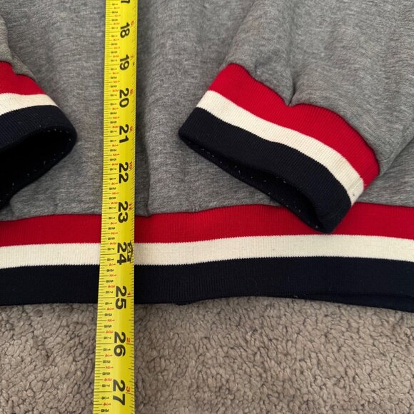 Moncler Mens Track Jacket Hooded Full Zip Sz 4XL Gray Tricolor Stripe Trim - Picture 10 of 11